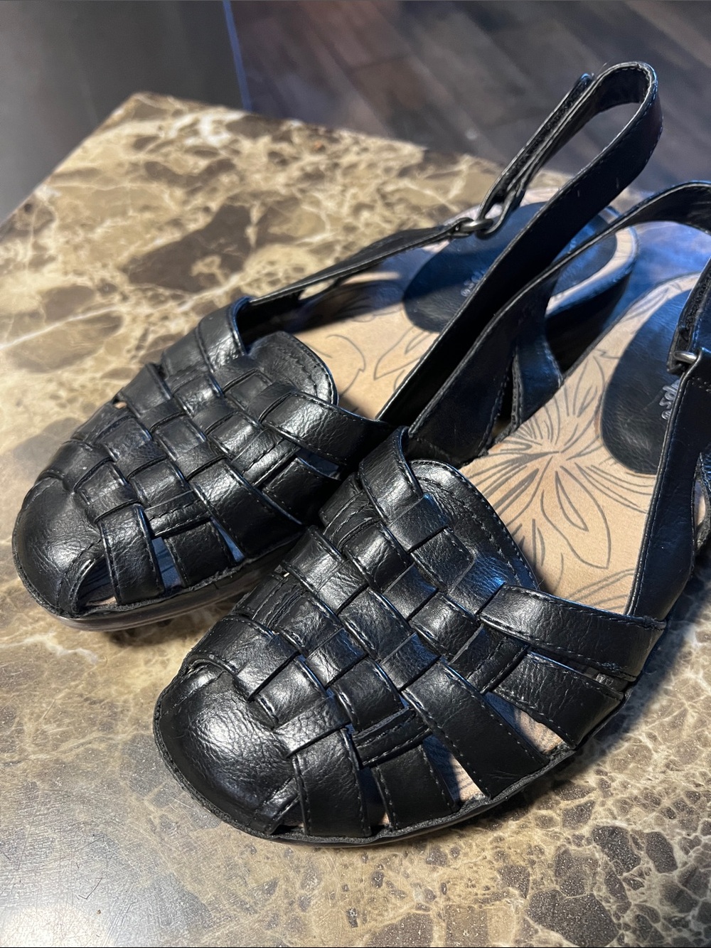 BareTraps Daiytin Black Woven Leather Slingback Sandals - Picture 7 of 8